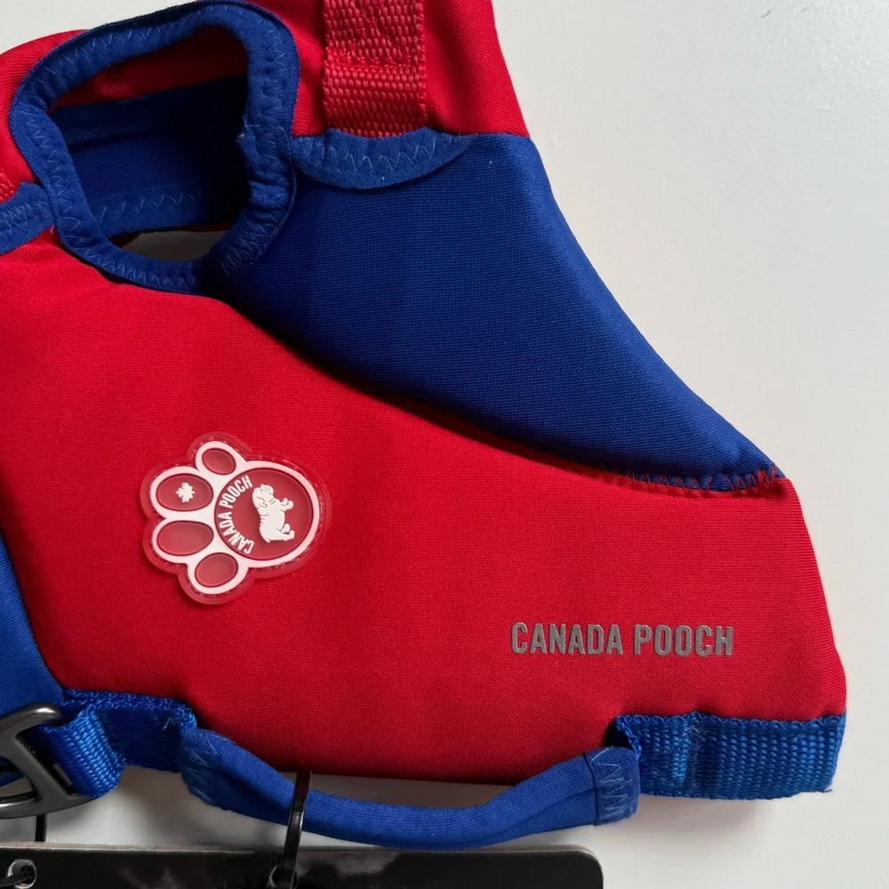 Canada Pooch High Tide Life Dog Jacket - Red/Blue - Size 10